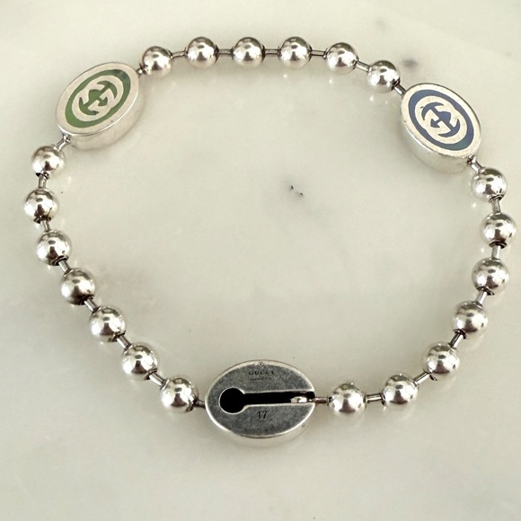 GUCCI 753442 Silver Bracelet Boule Tag 3 Color Chain - Picture 4 of 9
